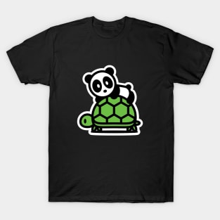 I Like Turtles Bambu Brand Panda Green Shell Slow Turtleneck T-Shirt